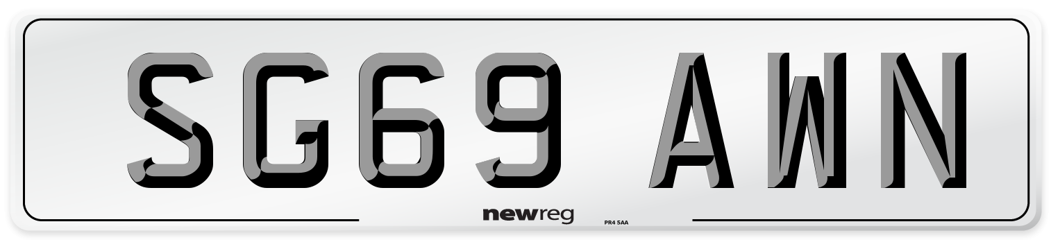 SG69 AWN Number Plate from New Reg